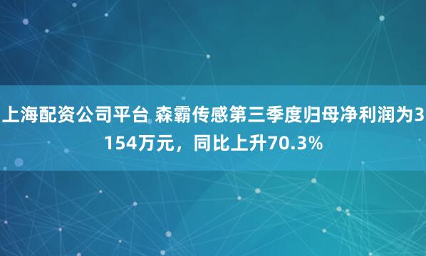 上海配资公司平台 森霸传感第三季度归母净利润为3154万元，同比上升70.3%